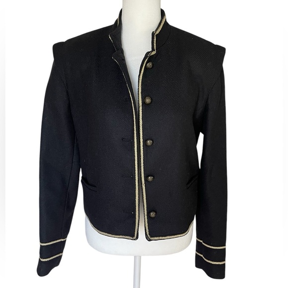 Zara Jackets & Blazers - Zara Cropped Jacket Black High Collar Golden Details Long Sleeves - Size Small